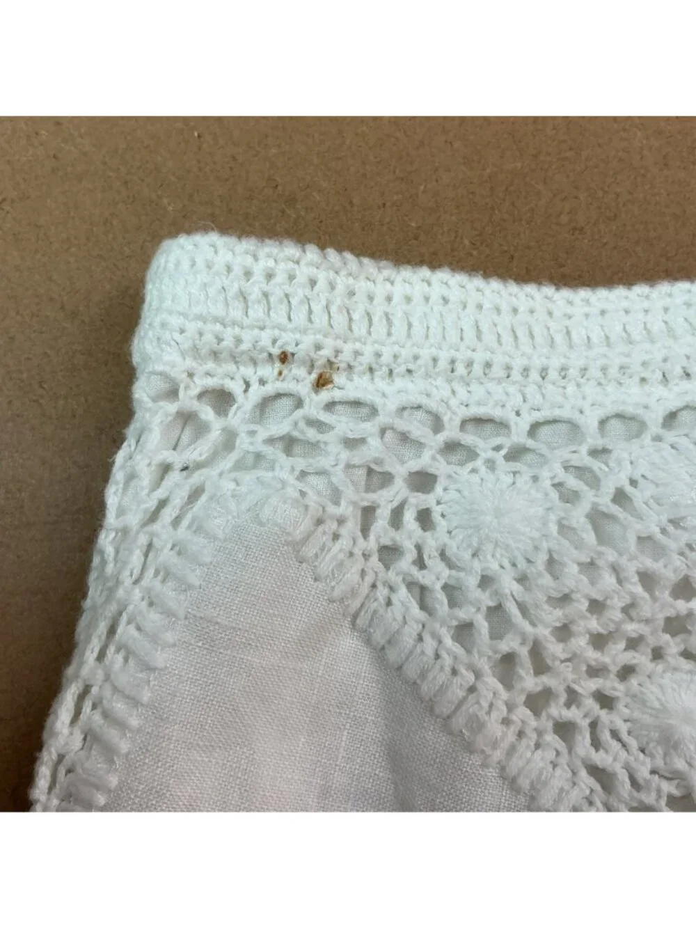 Sigrid Olsen White Crochet Diamond Pattern Cotton Skirt Size S